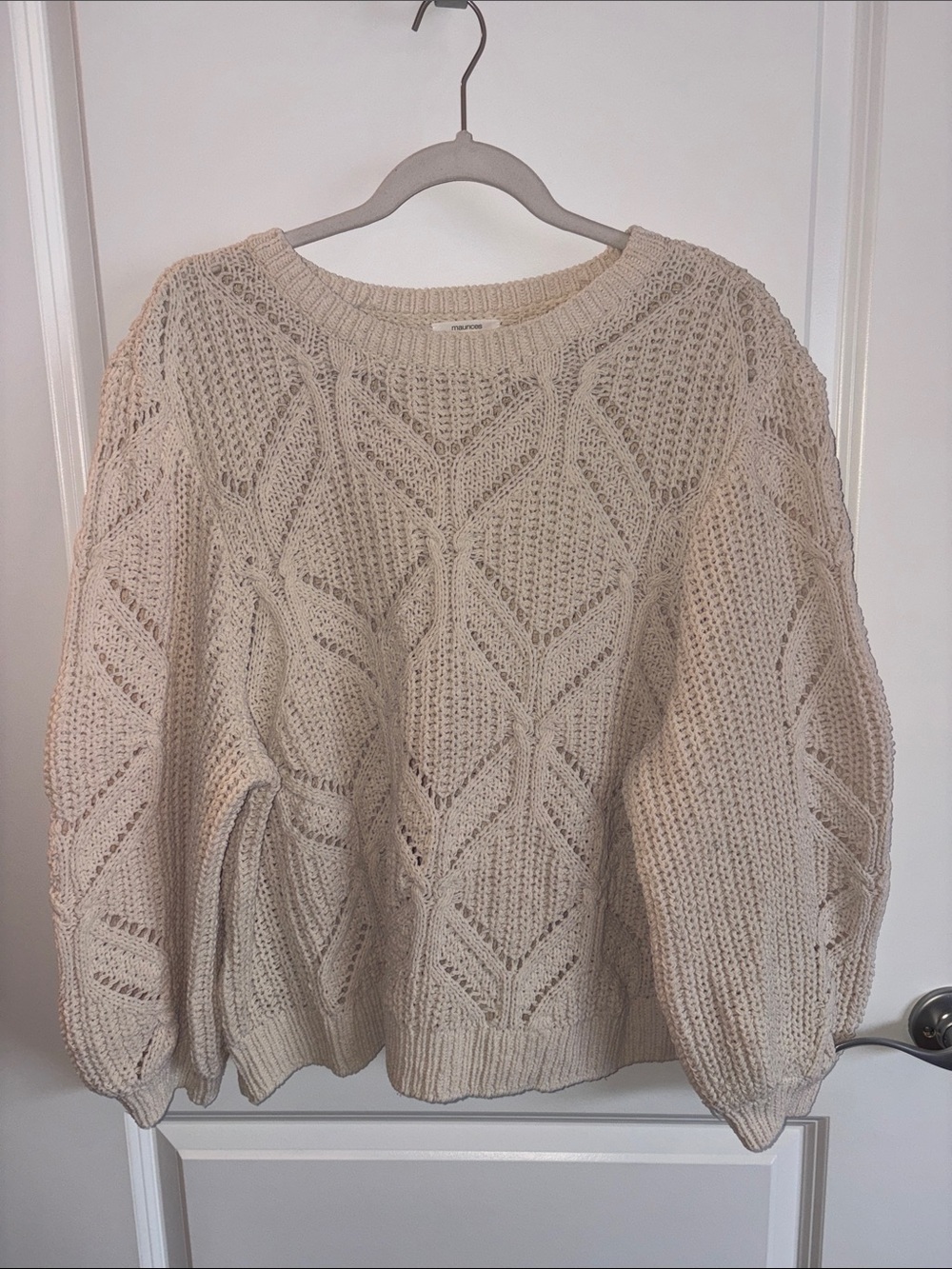 Maurice’s Chunky Cable Knit Crewneck Sweater - Cream
